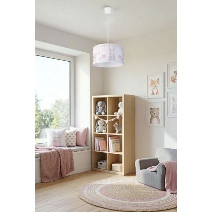 Brilagi - Suspension LED pour enfants sur câble BOBO 1xE27/10W/230V Ø 35 cm blanc à motifs animaux