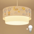 Brilagi - Suspension LED pour enfants sur câble BOBO 1xE27/10W/230V Ø 40 cm blanc/beige/motif animaux