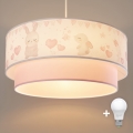 Brilagi - Suspension LED pour enfants sur câble BOBO 1xE27/10W/230V Ø 40 cm crème/rose/lapins
