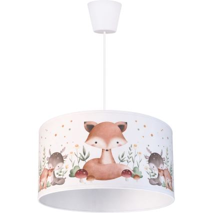 Brilagi - Suspension LED pour enfants sur câble BOBO 1xE27/60W/230V Ø 35 cm blanc à motifs animaux