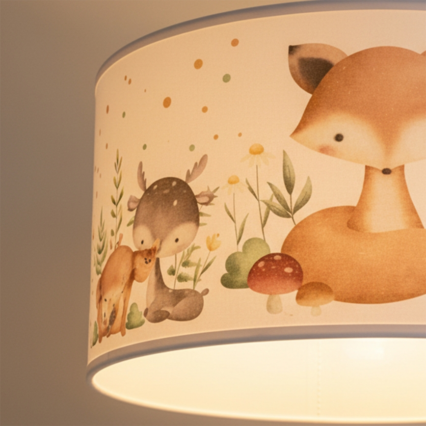 Brilagi - Suspension LED pour enfants sur câble BOBO 1xE27/60W/230V Ø 35 cm blanc à motifs animaux