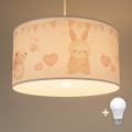 Brilagi - Suspension LED pour enfants sur câble BOBO 1xE27/60W/230V Ø 35 cm blanc à motifs animaux