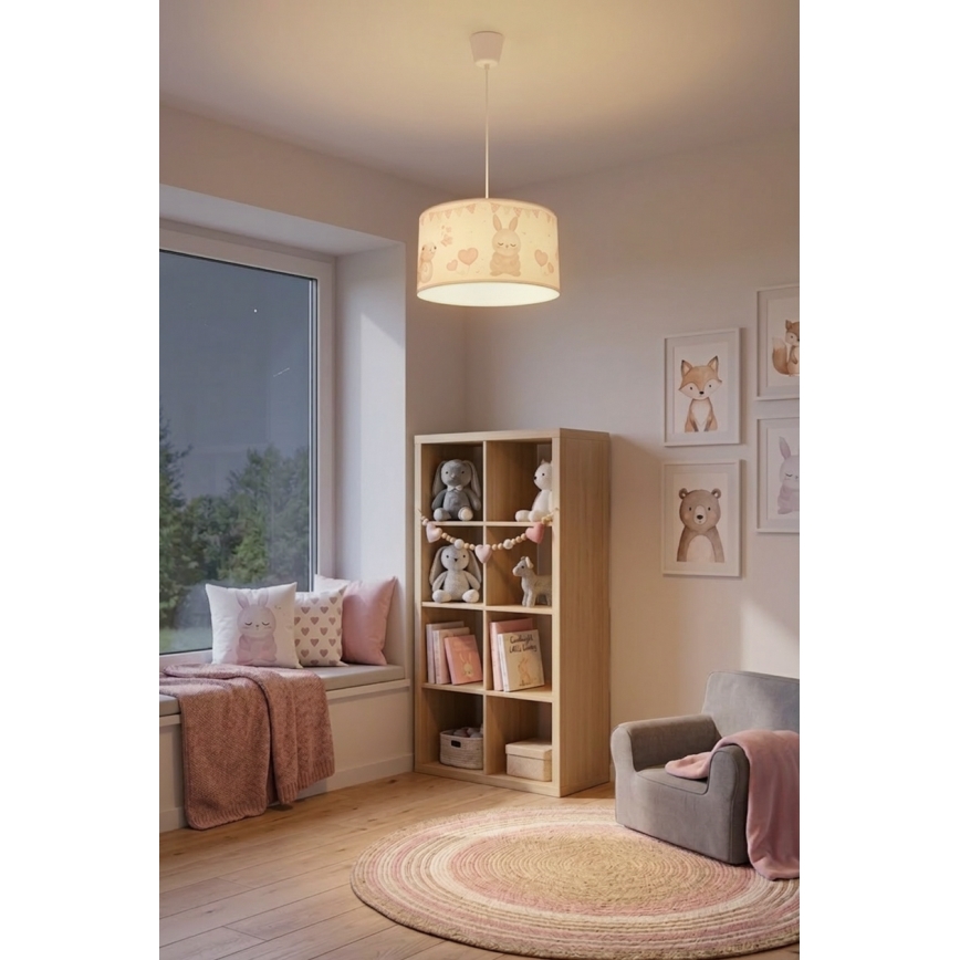 Brilagi - Suspension LED pour enfants sur câble BOBO 1xE27/60W/230V Ø 35 cm blanc à motifs animaux
