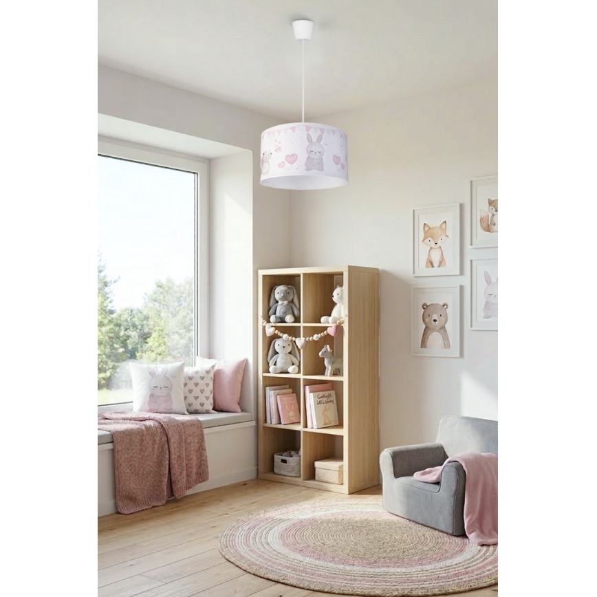 Brilagi - Suspension LED pour enfants sur câble BOBO 1xE27/60W/230V Ø 35 cm blanc à motifs animaux