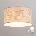 Brilagi - Suspension LED pour enfants sur câble BOBO 1xE27/60W/230V Ø 35 cm blanc/licornes
