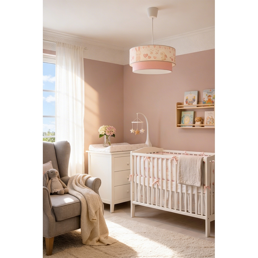 Brilagi - Suspension LED pour enfants sur câble BOBO 1xE27/60W/230V Ø40 cm crème/rose/bleu royal