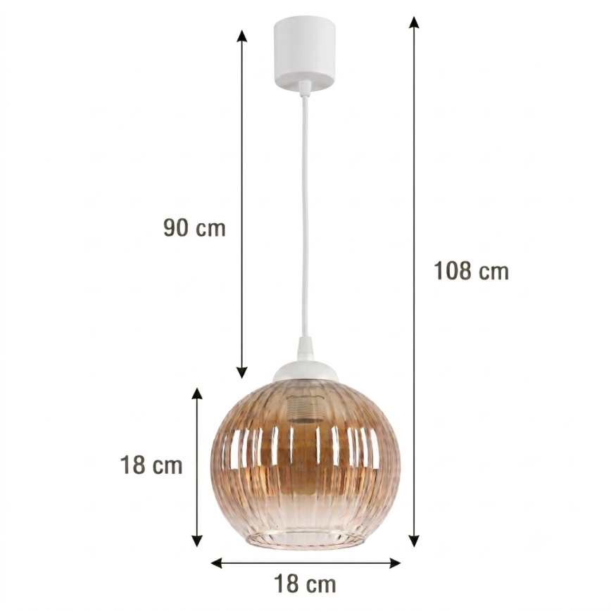 Brilagi - Suspension LED sur câble RETRO GLASS 1xE27/60W/230V Ø 18 cm blanc / brun fumé