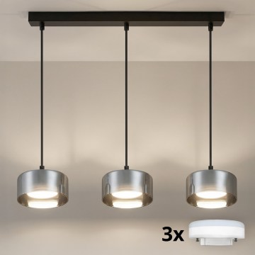 Brilagi - Suspension LED RGB+CCT dimmable sur câble AURA LUX 3xGX53/14W/230V 2700-6500K Wi-Fi Tuya noir/fumé