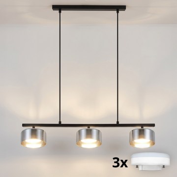 Brilagi - Suspension LED RGB+CCT dimmable sur câble AURA LUX 3xGX53/14W/230V 2700-6500K Wi-Fi Tuya noir/fumé