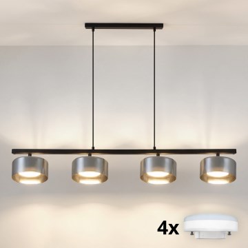Brilagi - Suspension LED RGB+CCT dimmable sur câbles AURA LUX 4xGX53/14W/230V 2700-6500K Wi-Fi Tuya noir/fumé