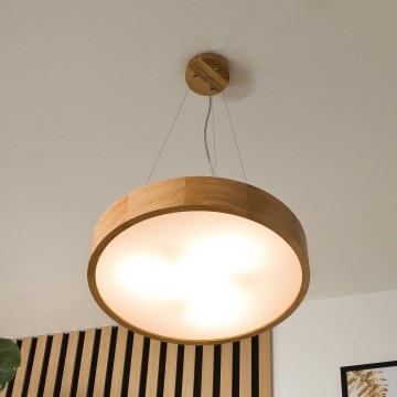 Brilagi - Suspension LED RGBW dimmable sur câble CARVALHO 3xE27/15W/230V 2700-6500K Wi-Fi chêne Ø 47,5 cm