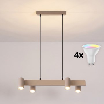 Brilagi - Suspension LED RGBW dimmable sur câble SELE 4xGU10/6,5W/230V 2700-6500K beige