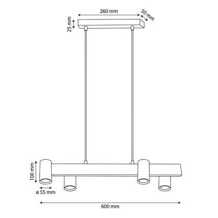 Brilagi - Suspension LED RGBW dimmable sur câble SELE 4xGU10/6,5W/230V 2700-6500K blanche
