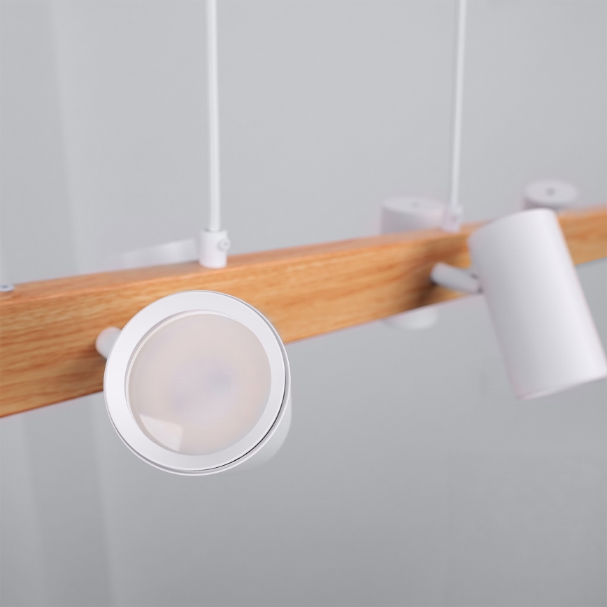 Brilagi - LED RGBW Suspension dimmable sur câble SELE 6xGU10/6,5W/230V 2700-6500K blanc/décor chêne + télécommande