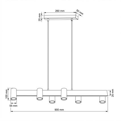 Brilagi - LED RGBW Suspension dimmable sur câble SELE 6xGU10/6,5W/230V 2700-6500K blanc/décor chêne + télécommande