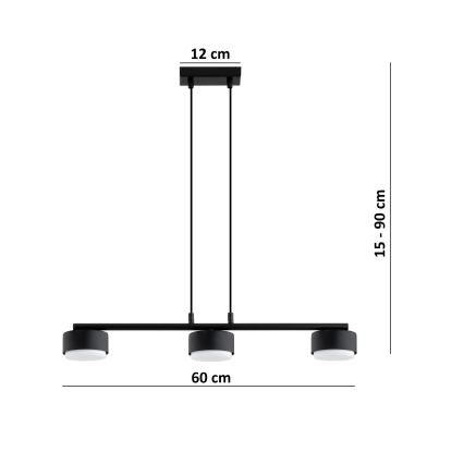 Brilagi - LED RGB+CCT Lustre dimmable suspendu sur câble MONO 3xGX53/14W/230V 2700-6500K Wi-Fi Tuya noir