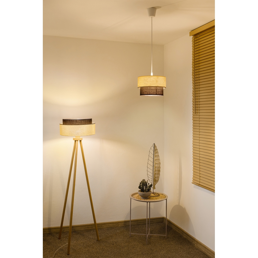 Brilagi - Suspension LED sur câble BOHO STYLE 1xE27/15W/230V Ø 25 cm crème/marron