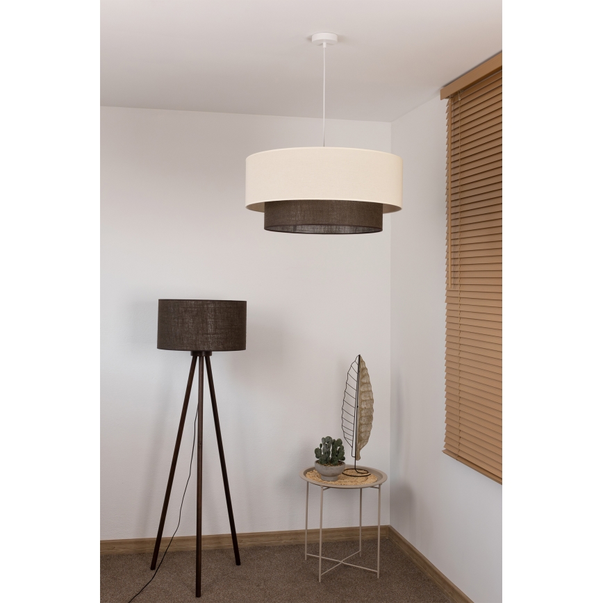 Brilagi - Suspension LED sur câble BOHO STYLE 3xE27/15W/230V Ø 60 cm crème/marron