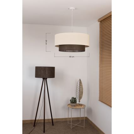 Brilagi - Suspension LED sur câble BOHO STYLE 3xE27/15W/230V Ø 60 cm crème/marron