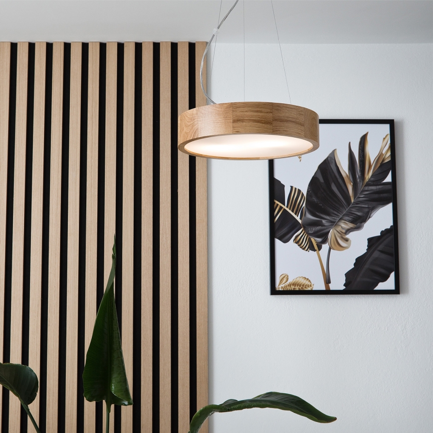 Brilagi - Suspension LED sur câble CARVALHO 2xE27/15W/230V chêne Ø 37 cm