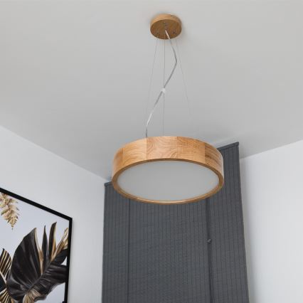 Brilagi - Suspension LED sur câble CARVALHO 2xE27/15W/230V chêne Ø 37 cm