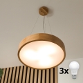 Brilagi - Suspension LED sur câble CARVALHO 3xE27/60W/230V chêne Ø 47,5 cm