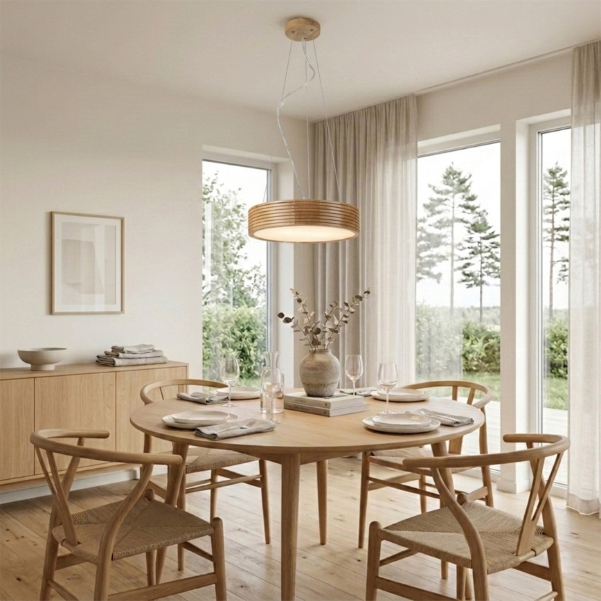 Brilagi - Suspension LED sur câble CARVALHO MODERN 2xE27/60W/230V chêne Ø 37,5 cm