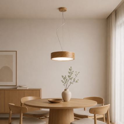 Brilagi - Suspension LED sur câble CARVALHO MODERN 2xE27/60W/230V chêne Ø 37,5 cm