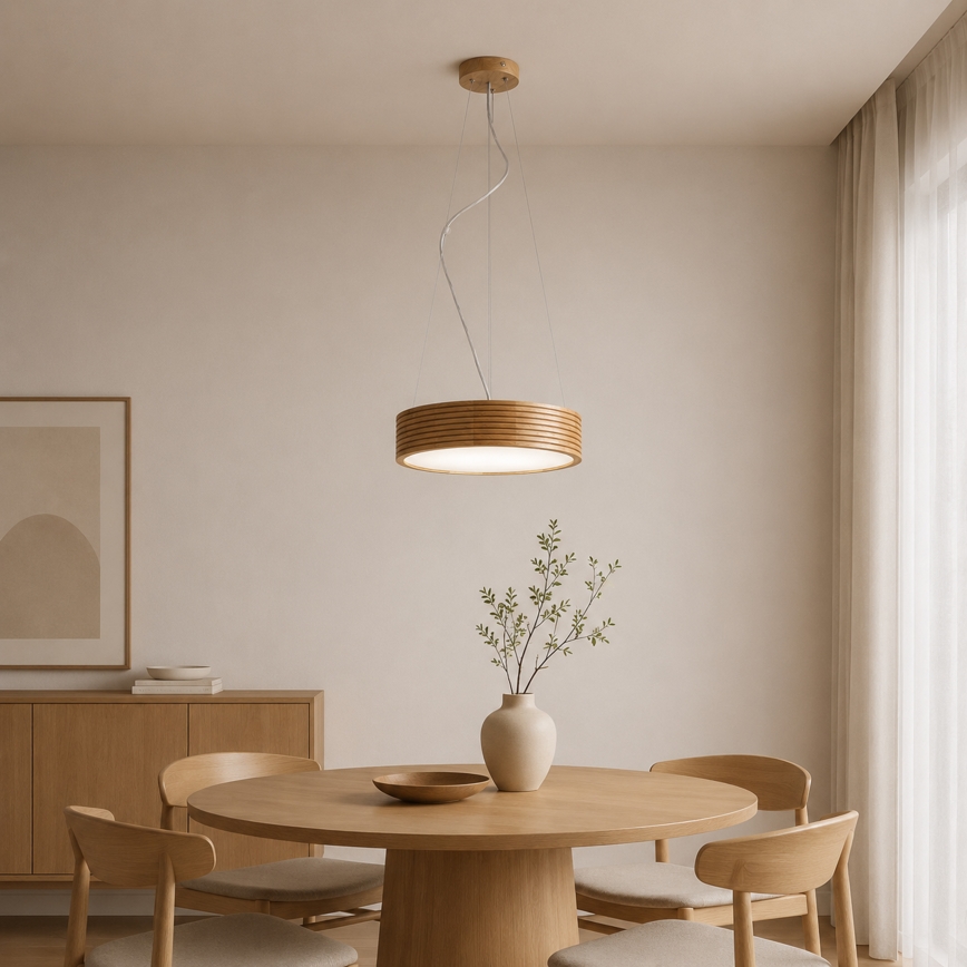 Brilagi - Suspension LED sur câble CARVALHO MODERN 2xE27/60W/230V chêne Ø 37,5 cm
