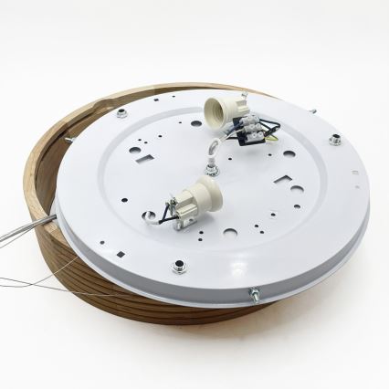 Brilagi - Suspension LED sur câble CARVALHO MODERN 2xE27/60W/230V chêne Ø 37,5 cm