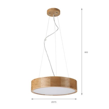 Brilagi - Suspension LED sur câble CARVALHO MODERN 2xE27/60W/230V chêne Ø 37,5 cm