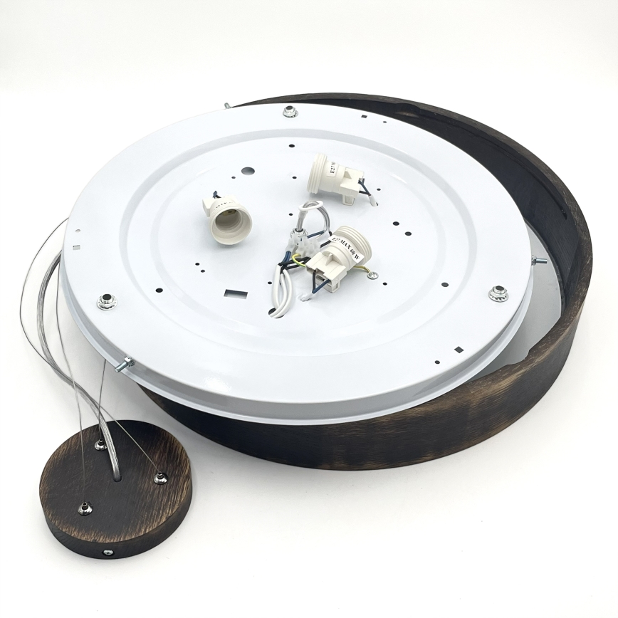 Brilagi - Suspension LED sur câble CARVALHO SMOKEY 3xE27/60W/230V chêne Ø 47,5 cm