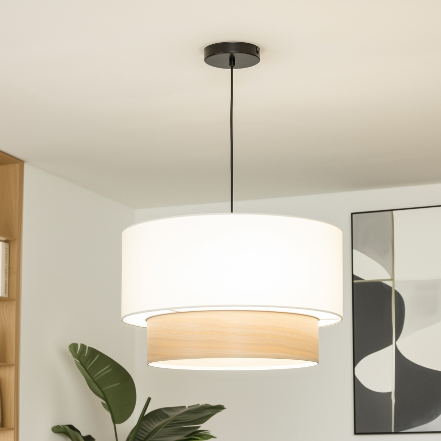 Brilagi - Suspension LED sur câble CERIA 1xE27/40W/230V Ø 50 cm blanc/beige