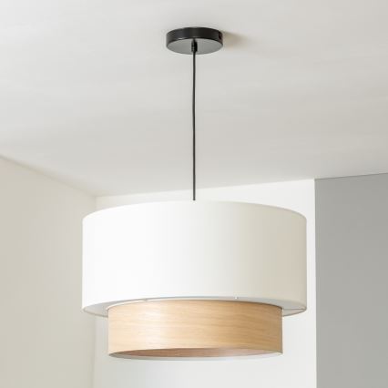 Brilagi - Suspension LED sur câble CERIA 1xE27/40W/230V Ø 50 cm blanc/beige