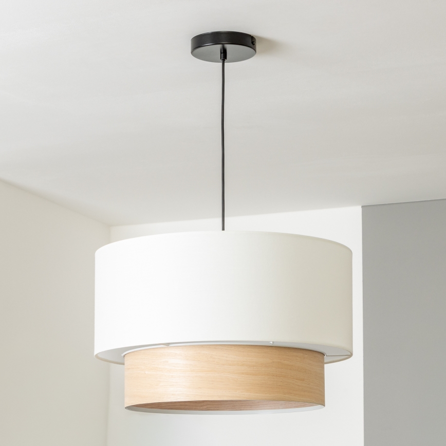 Brilagi - Suspension LED sur câble CERIA 1xE27/40W/230V Ø 50 cm blanc/beige