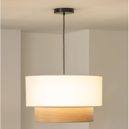 Brilagi - Suspension LED sur câble CERIA 1xE27/40W/230V Ø 50 cm blanc/beige