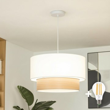 Brilagi - Suspension LED sur câble CERIA 1xE27/40W/230V Ø 50 cm blanche/beige
