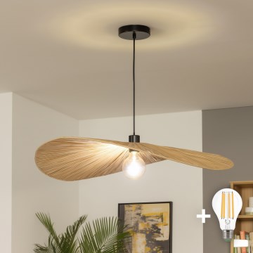 Brilagi - Suspension LED sur câble CERIA BOHO 1xE27/40W/230V diam. 80 cm en raphia