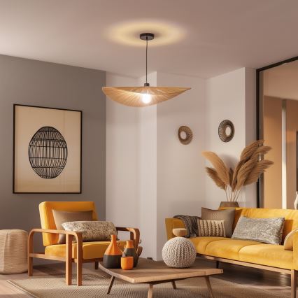 Brilagi - Suspension LED sur câble CERIA BOHO 1xE27/40W/230V diam. 80 cm en raphia