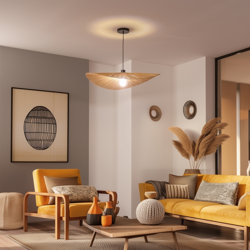 Brilagi - Suspension LED sur câble CERIA BOHO 1xE27/40W/230V diam. 80 cm en raphia