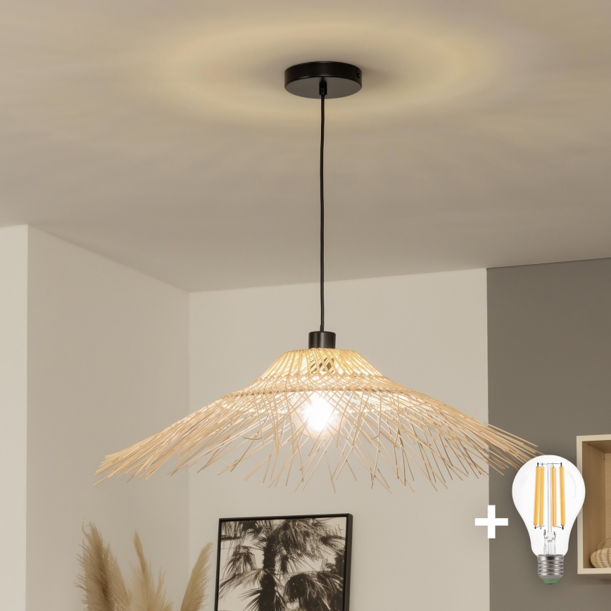 Brilagi - Suspension LED sur câble CERIA BOHO 1xE27/40W/230V Ø 100 cm en bambou