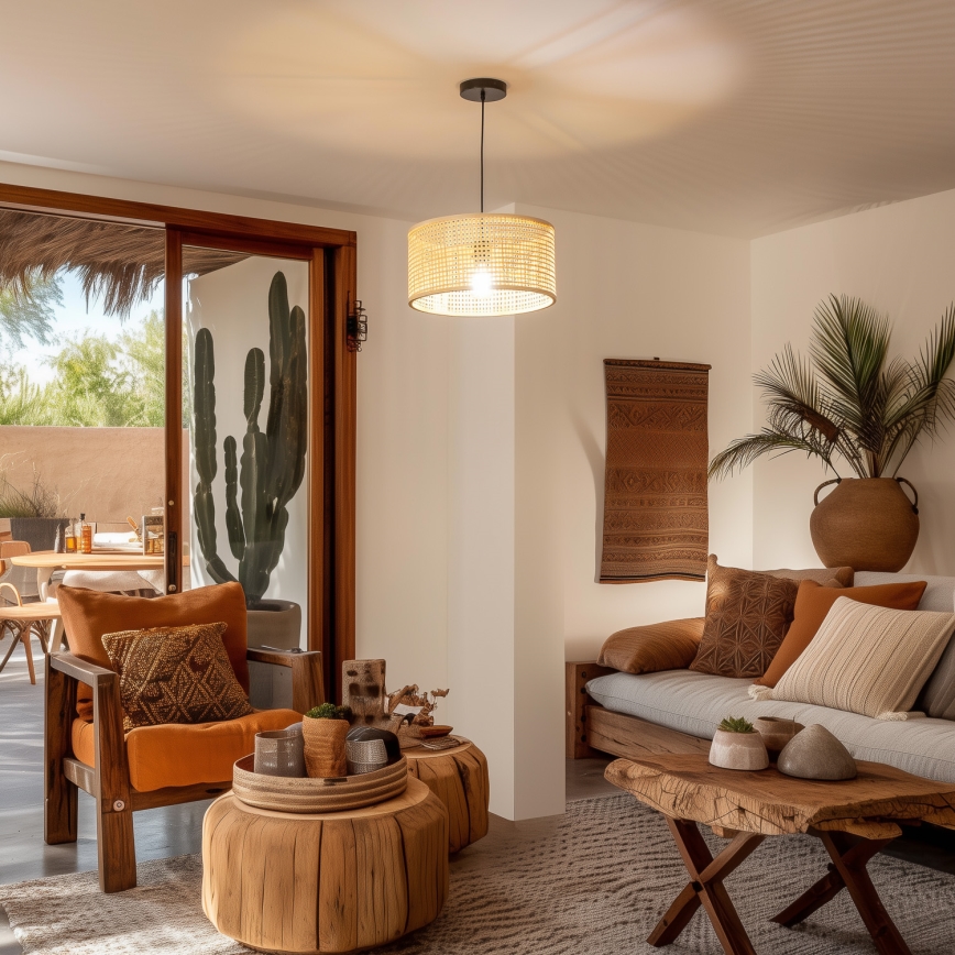 Brilagi - Suspension LED sur câble CERIA BOHO 1xE27/40W/230V Ø 25 cm en bambou