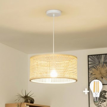 Brilagi - Suspension LED sur câble CERIA BOHO 1xE27/40W/230V Ø 25 cm en bambou