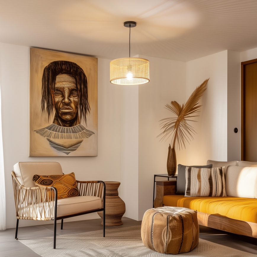 Brilagi - Suspension LED sur câble CERIA BOHO 1xE27/40W/230V Ø 40 cm bambou