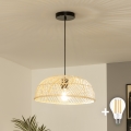 Brilagi - Suspension LED sur câble CERIA BOHO 1xE27/40W/230V Ø 60 cm en rotin