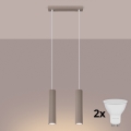 BRILAGI - Suspension LED sur câble CRESTO 2xGU10/10W/230V taupe