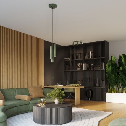 Brilagi - Suspension LED sur câble CRESTO 3xGU10/10W/230V vert