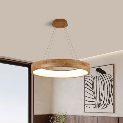 Brilagi - Suspension LED sur câble FALCON WOOD LED/40W/230V 3000/4000/6000K Ø 60 cm bois
