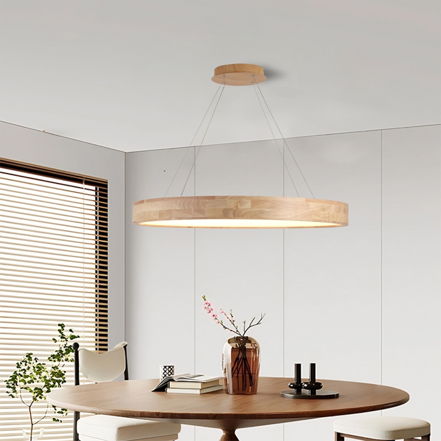 Brilagi - suspension LED sur câble FALCON WOOD LED/60W/230V 3000/4000/6000K Ø 80 cm bois