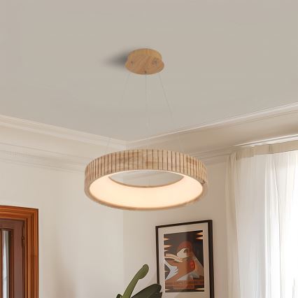 Brilagi - Suspension LED sur câble FALCON WOOD MODERN, LED 30 W, 230 V, 3000/4000/6000 K, Ø 45 cm, bois